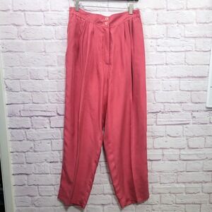 VTG Apart 100% Silk Pants Womens 14 Pink Pleated High Rise Coquette Y2K Mature